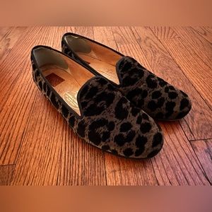 Stubbs & Wootton Brown Leopard Velvet Slippers, Size 7